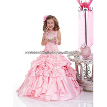 2013 el halter libre del envío rebordeó el vestido CWFaf5198 de la muchacha de flor del desfile del color de rosa del vestido de bola